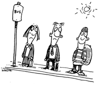 Walker at a Bus Stop Cartoon